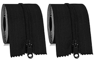 MAYOKEN® 2-Pack Black Heavy Duty Peel & Stick Zipper, 7ft x 3in, Double-Sided Self-Adhesive Zipper Door for Dust Barriers, Greenhouses, Construction Sites