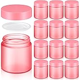 Norme 12 Pcs 4 oz Glass Jars with Lids Leakproof Round Airtight Empty Cosmetic Jars with Inner Liners Lid for Storing Lotions Powder Ointments Candle Making Tins (Pink)