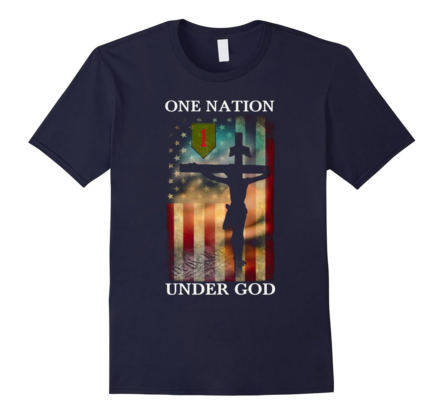 1st Infantry Division - One Nation Under God Tshirt-Rose