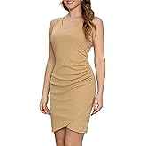 Aphratti Women's Cute Casual Summer Ribbed Tank Dresses Short V Neck Bodycon Sleeveless Mini Dress