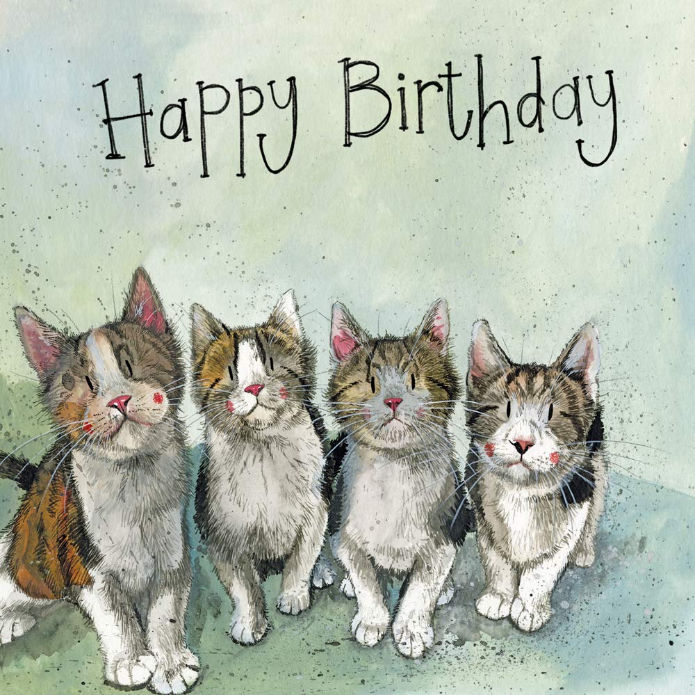 ALEX CLARK Happy Birthday Fab Four Cats Card