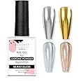 Makartt Gel Top Coat for Chrome Nail Powder - 15ml Clear No Wipe High Gloss Top Coat Gel Nail Polish Mirror Shine Long Lasting Easy Application, Soak off UV Lamp, DIY Home Salon Art Design
