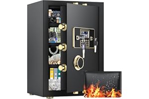 BUKUMO 4.0 Cuft Large Safe Box for Home, Anti-theft Home Security Safe with Electronic Keypad, Keys and Hidden Lock Box, Large Digital Lock Box for Ammo Business Office