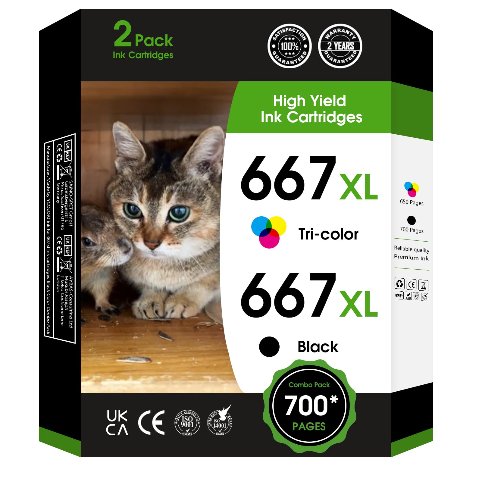 Photo 1 of 667XL 667 XL Black and Color Replacement for HP 667 XL 667 Ink Cartridges for Deskjet Ink Advantage 1275 2375,DeskJet2775,1275 2374 2375 2376 2775 2776 6075 6475 6476 Printers (1 Black, 1 Tri-Color)