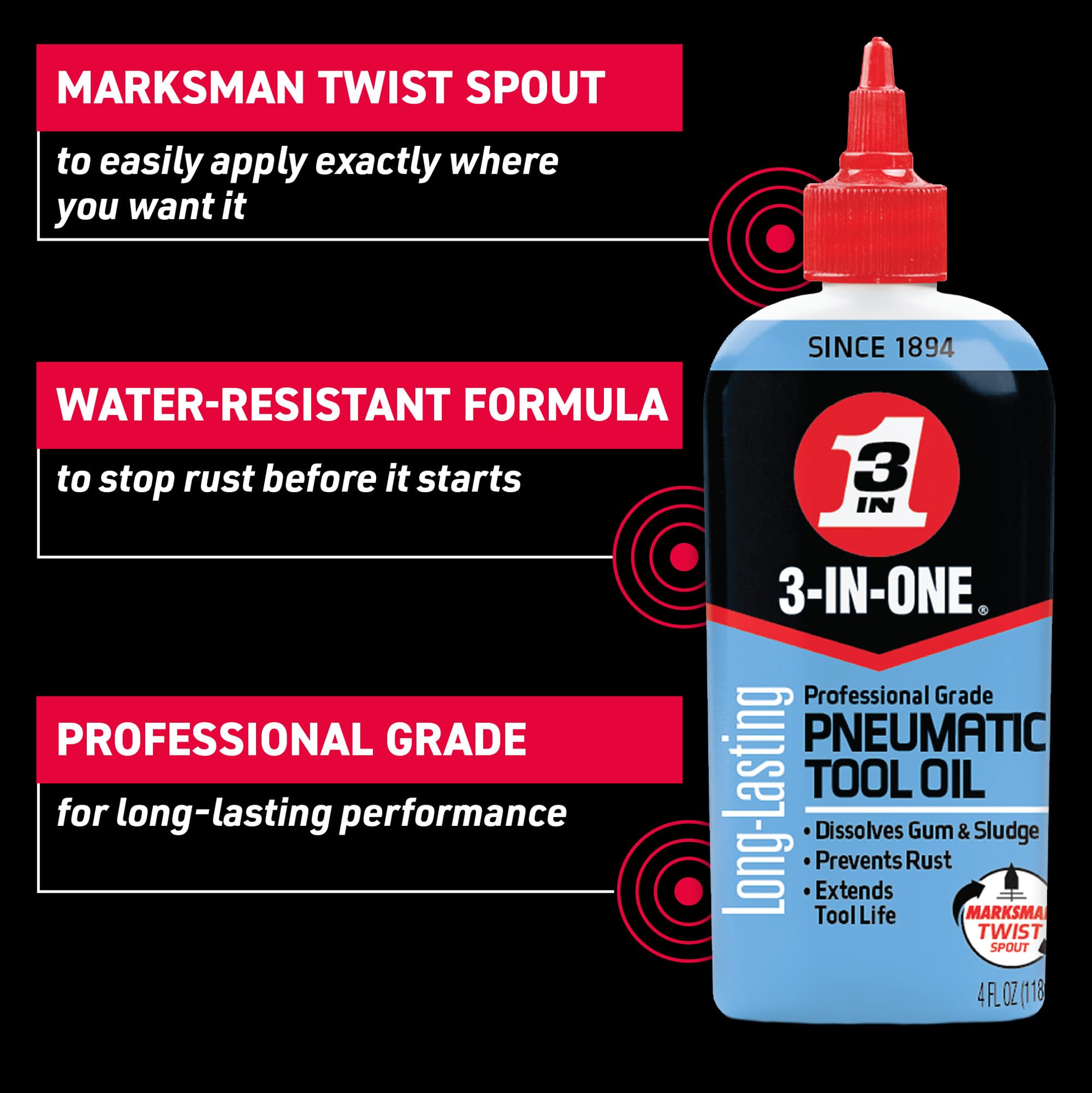 3-IN-ONE Professional Grade Pneumatic Tool Oil, 4 OZ [12-PACK]