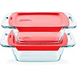 Pyrex Easy Grab Baking Dish with lid Food Storage, 8" x 8"
