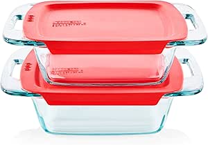 Pyrex Easy Grab Baking Dish with lid Food Storage, 8" x 8"