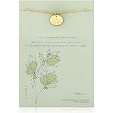 Lucky Feather Birth Month Flower Necklace - 14k Gold Dipped Birth Flower Pendant on a Beaded 16-18 Inch Adjustable Chain - Birthday Gifts for Women