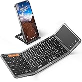 Samsers Foldable Bluetooth Keyboard with Touchpad, Full-Size Wireless Folding Key Board with PU Leather, Portable Travel for iOS Android Windows Mac OS, Support 3 Devices (BT5.1 x 3)