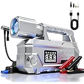 Car Jump Starter with Air Compressor & 950LM LED Light, 6000A 150PSI Peak Portable Jumper Pack, 12V Jump Box Combo with Jumper Cables, Auto-Shutoff Tire Inflator (Up to 9L Gas/7.5L Diesel)