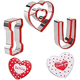 Valentines Cookie Cutter Set of 3, Stainless Steel I LOVE U Cookie Cutters, Valentine's Day Heart Cookie Cutters For Wedding 