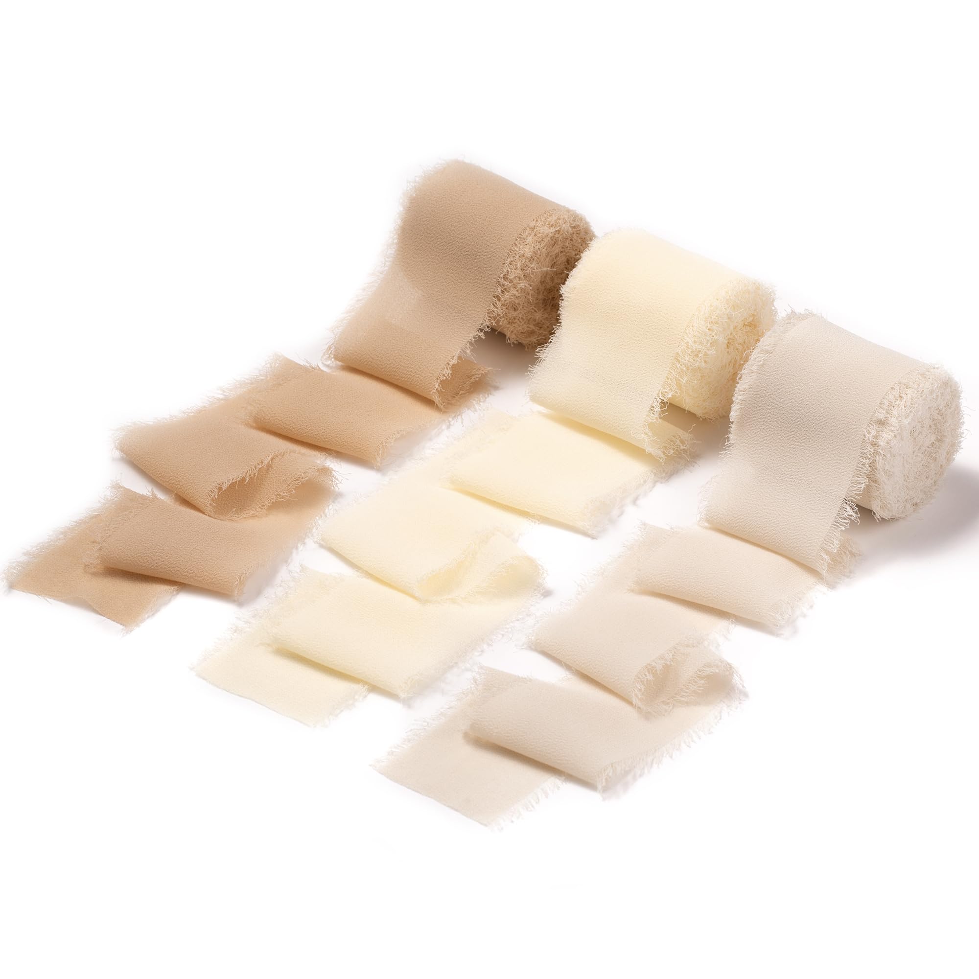 Photo 1 of DORIS HOME 2" x21Yd Chiffon Ribbon for Flower Bouquet, Sand & Nude Fabric Ribbon for Gift Wrapping, Handmade Frayed Ribbon for Wedding/Christmas Decorations