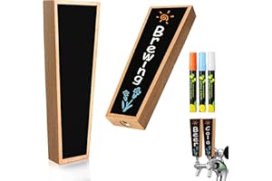 WELLBOM 2PCS Wooden Keg Taps Handles Chalkboard Beer Tap Handle Keg Handle for Standard Kegerators Beer Faucets with Pens,Gift for Beer Lovers,Bars,Home Party