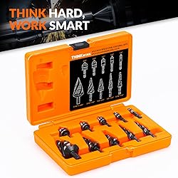 THINKWORK 5 Pcs Four Spiral Flute Step Drill Bit