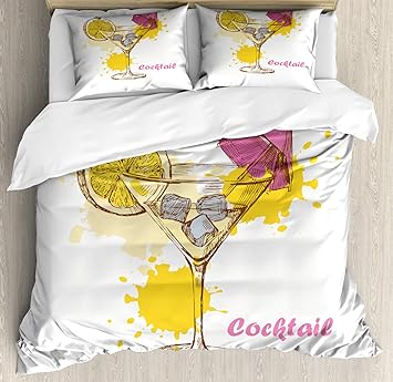 Amazon Com Ambesonne Cocktail Party Duvet Cover Set Hand