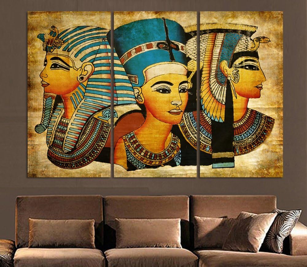Amazon Com 3 Pieces Pharaoh Of Ancient Egypt Wall Art Canvas 3 Piece Egyptian Woman Canvas For Your Home Office Room 40cmx60cmx3pcs 16x24inchx3pcs Paintings