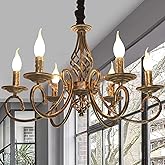 Ganeed Rustic 6-Light Chandeliers,French Country Vintage Chandelier,Metal in Antique Bronze Pendant Chandelier,Pendant Light 