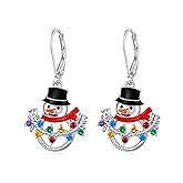 Talonior Snowman Christmas Earrings for Women S925 Sterling Silver Snowman Earrings Holiday Winter Drop Dangle Xmas Jewelry Birthday Christmas Thanksgiving Gift