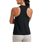 CRZ YOGA Womens Pima Cotton High Neck Workout Tank Racerback Athletic Sleeveless Tops Basic Casual Yoga Shirts