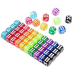 50 Pieces Dice Set, 14mm Bulk 6 Sided Colored Dices
