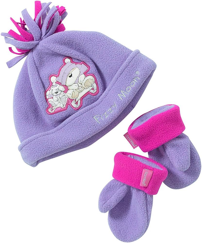 Fizzy Moon Baby Girls Polar Fleece Hat and Mittens Set