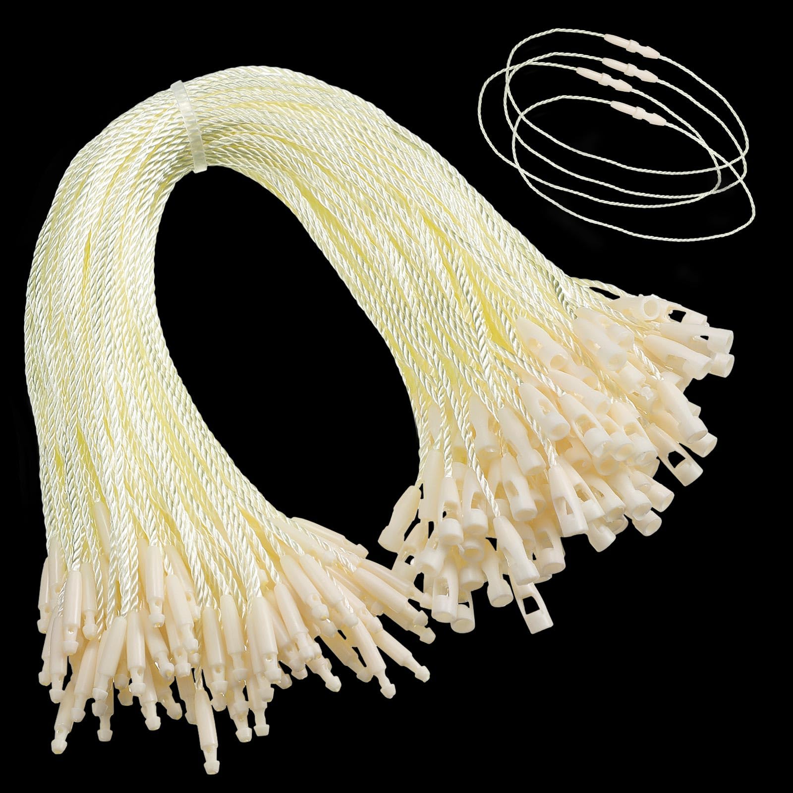 Shappy 100 Pcs Nylon String for Hang Tags Disposable Price Nylon String with Snap Lock for Attaching Labels and Security Tags Fastener Hook Ties for Products Clothes Brand Tag Price (Beige)