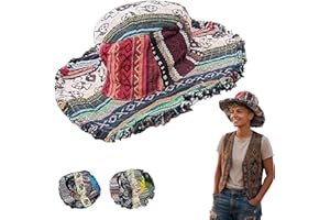 2026 New Frayed Patchwork Bucket Hat - Shapeable Brim Unique Boho Design, Hemp Hat Multicolored Unisex One-of-a-Kind Style