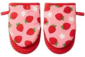 Mini Oven Mitts Set,2-Pack Strawberry Decor Cute Oven Mitt,Cute Kitchen Gloves Kitchen Accessories Gadgets,Cotton Oven Mits,H