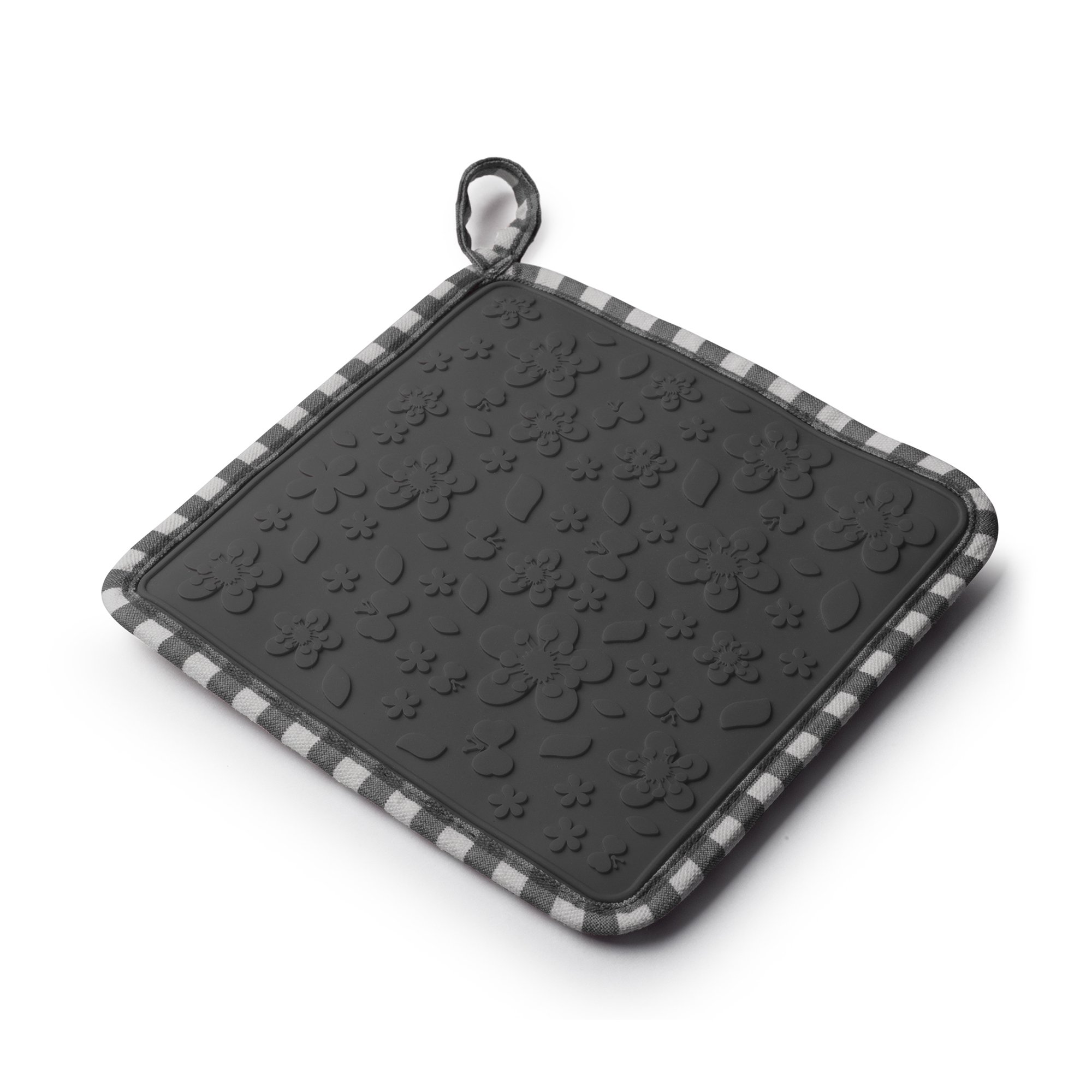 Zeal Silicone Square Trivet Mat & Hot Pot Holder Gingham Dark Grey (20cm/8”), V107T