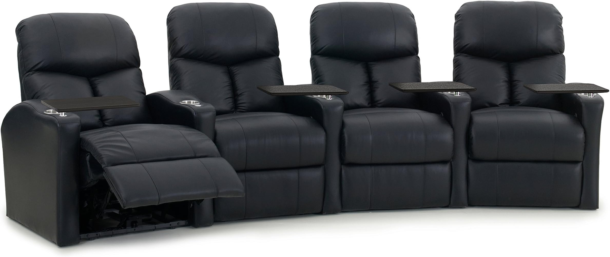 Octane Bolt XS400 Row of 4 Seats, Curved Row in Black Leather with Power Recline