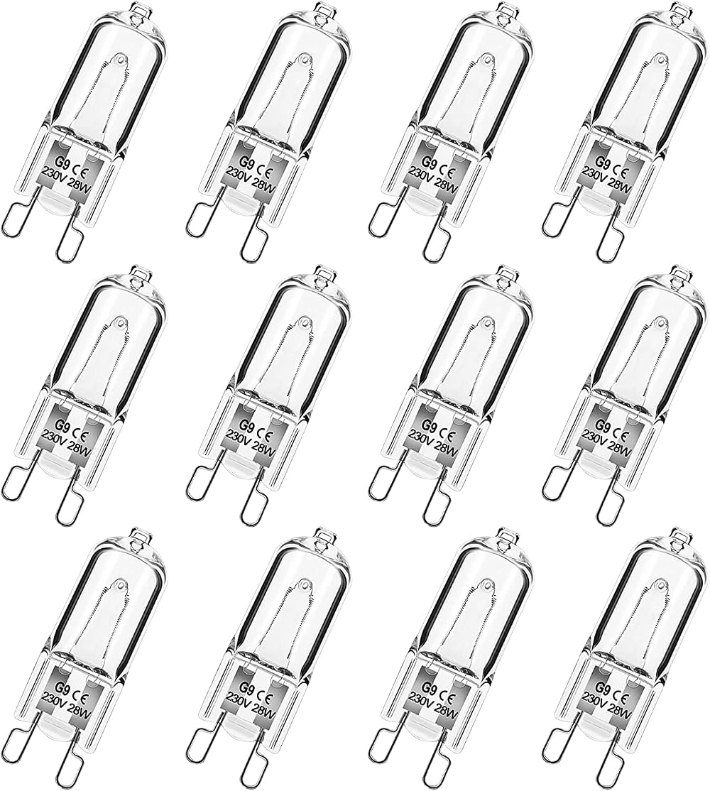 Simusi G9 Halogen Light Bulbs 28W Dimmable 230V 2700K 12 Pack