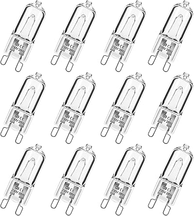 Simusi G9 Halogen Light Bulbs 28W Dimmable 230V 2700K 12 Pack