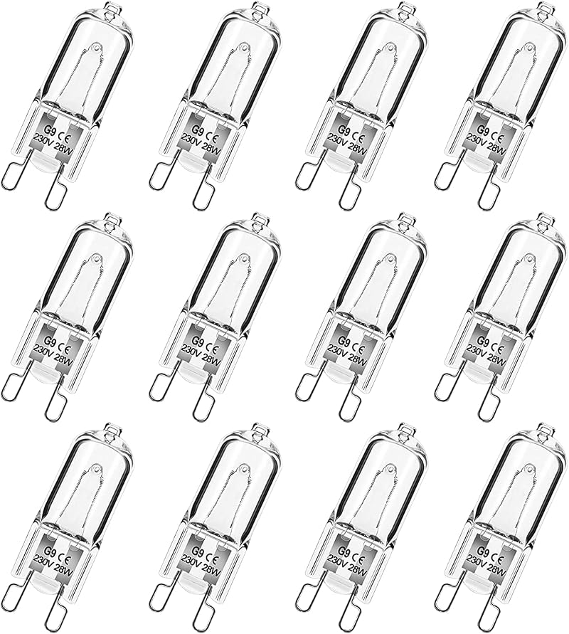Simusi G9 Halogen Light Bulbs 28W Dimmable 230V 2700K 12 Pack