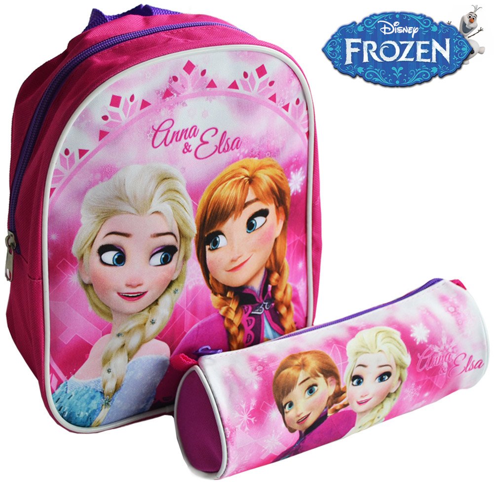 Kit Principesse Disney Zaino Zainetto Asilo con Astuccio Tombolino Zaino Zainetto Disney Frozen Asilo con Astuccio Tombolino Kit Frozen Anna e Elsa per Bambini Scuola