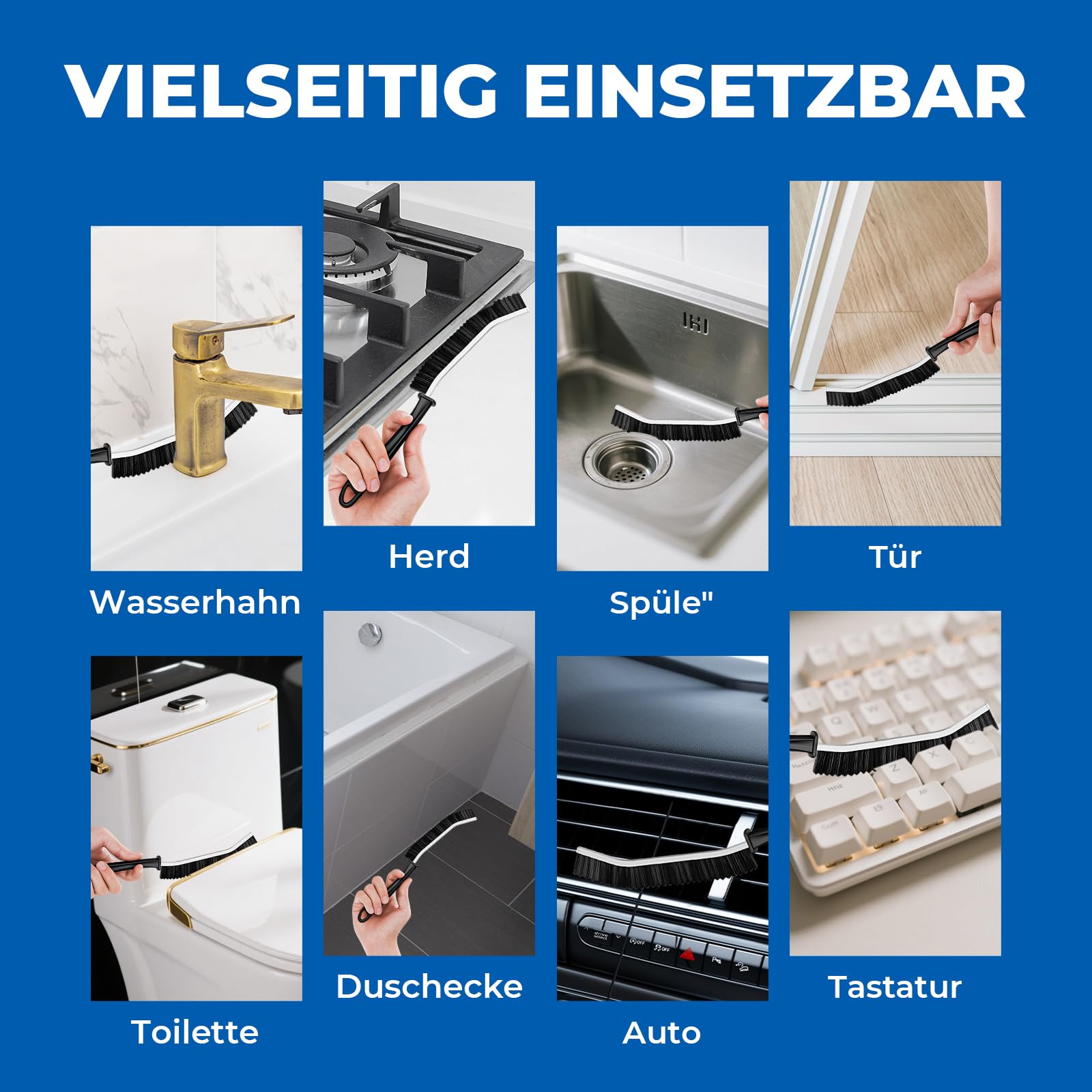 Cleangor Fugen und Eckenbürste Reinigungsbürste | Zahnborsten für hartnäckigen Schmutz Ergonomischer Handgriff | Für Dusche, Küche & Fliesen 7