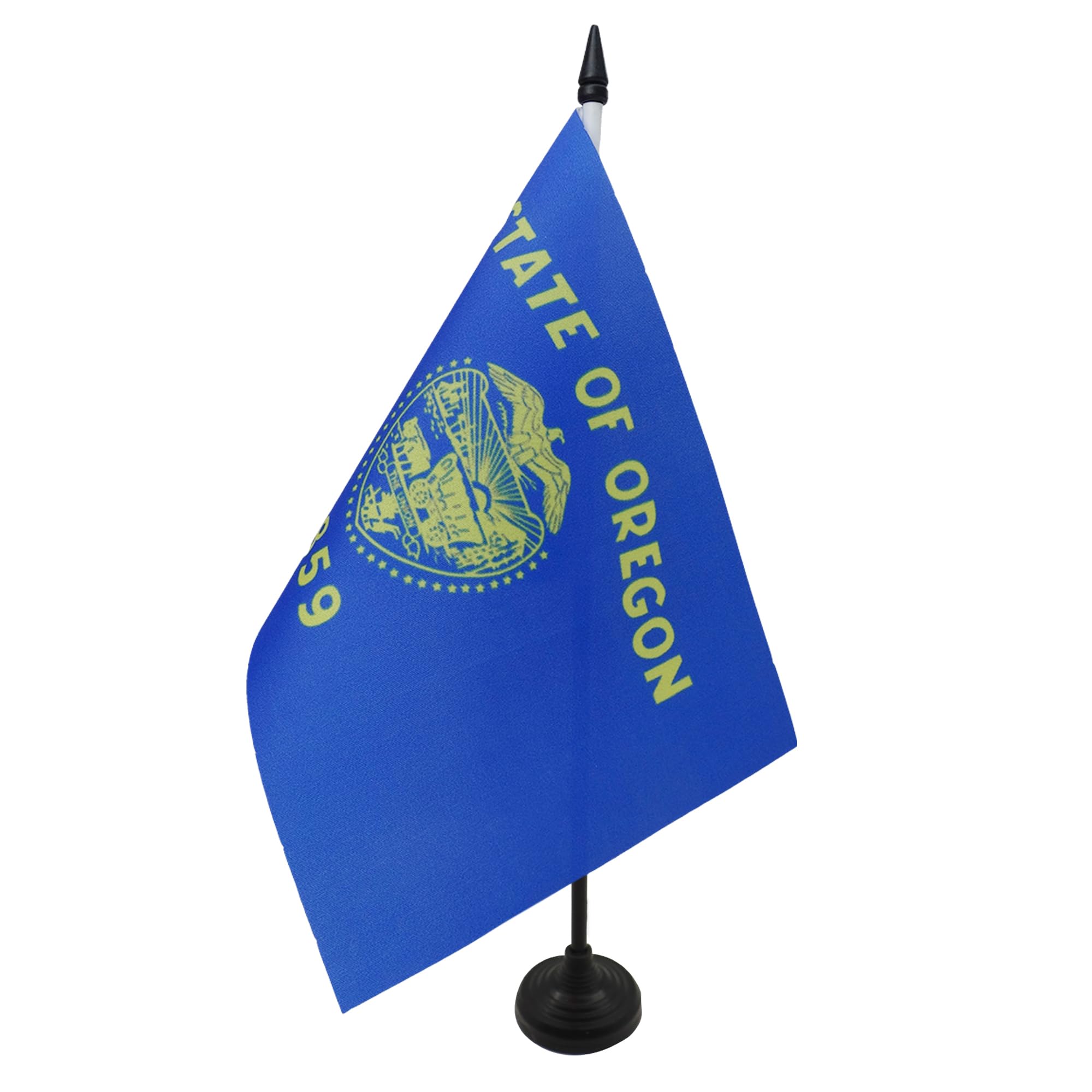 AZ FLAG Oregon Table Flag 5'' x 8'' - US state of Oregon Office Decoration 100% Polyester 21 x 14 cm - Mini Desk Flag with Pole and Black Plastic Base