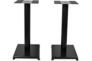 Rockville RS21B 21-Inch Steel Bookshelf Speaker Stands, 60 lbs Capacity, Cable Management, Anti-Vibration Pads, for Home Audio and Studio Monitoring (Pair)