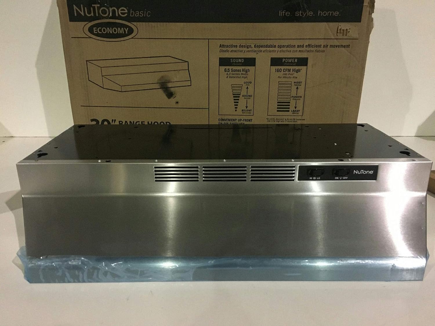 NuTone RL6230SS Non-duct, 30”, Under-cabinet Range Hood in Stainless Steel