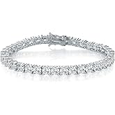 MDFUN Tennis Bracelet for Women 3mm Cubic Zirconia 18K White Gold/Yellow Gold Plated