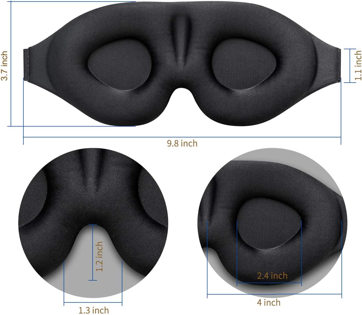 MZOO Sleep Eye Mask for Men Women, 3D Contoured Cup Sleeping Mask & Blindfold, Concave Molded Night Sleep Mask, Block Out Light, Soft Comfort Eye Shade Cover for Travel Yoga Nap, Black: Health & Personal Care