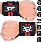 BEAST RAGE&reg; Wrist Wraps for Weightlifting Adjustable Lifting Straps &amp; Wrist Straps with Thumb Loop for Enhanced Gym Support, Wrist Support for Powerlifting, Bodybuilding and Gym workout
