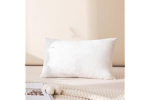 Dorrin Nessin 12x20 Inches Feather Throw Pillows Insert (White, 1 Pack), Bed and Couch Decorative Stuffer Pillows - Indoor Decorative Pillows with 100% Feather-Proof Cotton Cover