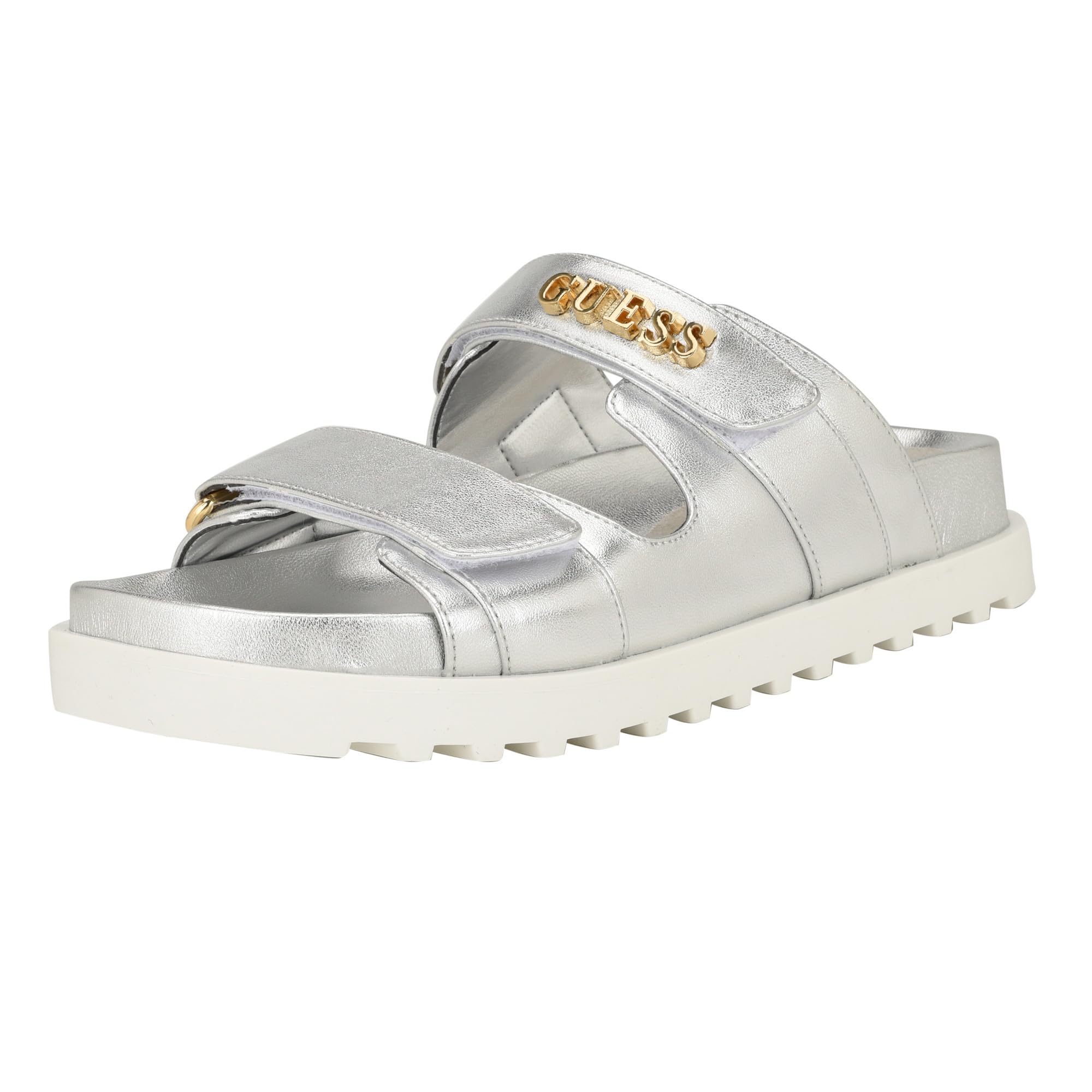 GUESS Women’s FABULON Sandal, Silver 040, 7.5