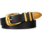 WERFORU Women Leather Belt Fashion Leather Waist Belt for Pants Jean Ladies Western Belt with Gold/Silver Buckle