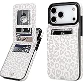 Vaburs Compatible with iPhone 17 Pro Max Case Wallet with Credit Card Holder, White Leopard Cheetah Pattern Flip Premium PU Leather Magnetic Closure Shockproof Protective Cover 6.9"