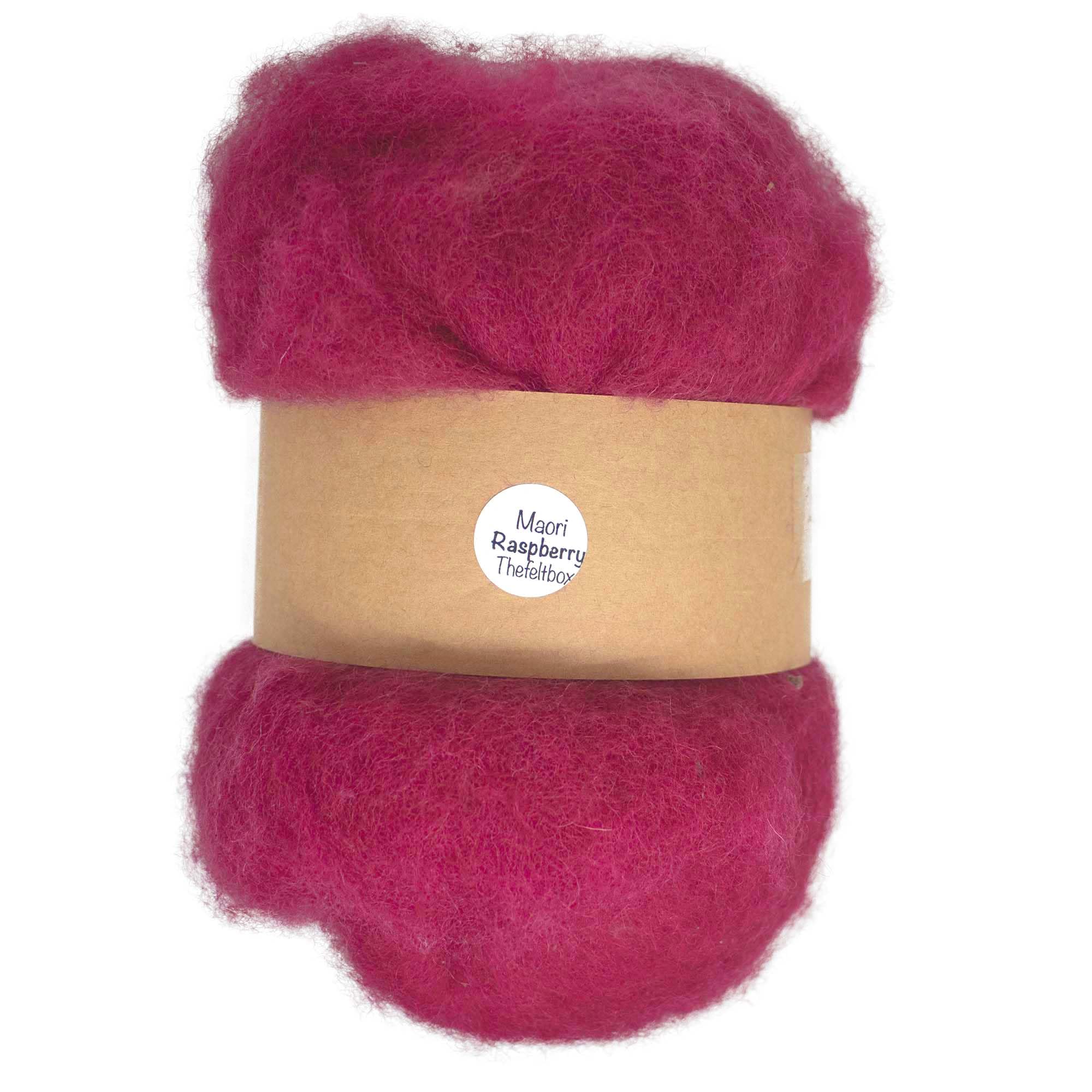 Needle Felting Wool 100g – Carded Batt for Needle & Wet Felting, Core & Finish – Maori DHG – Raspberry