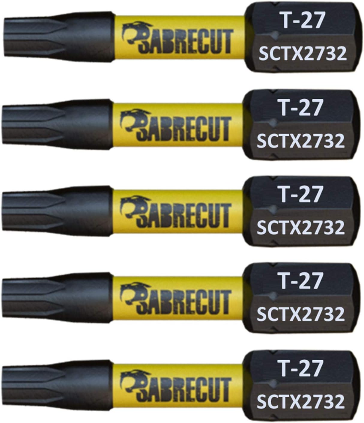 5 x SabreCut SCTX2732_5 32mm T27 TX27 Magnetic Impact Screwdriver Driver Bits Set Torx Heavy Duty, 1/4 inches - Image 3