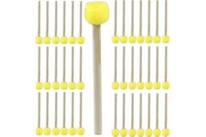 Marvexi 40 Pcs Round Sponge Brush Paint Set,15mm Foam Sponge Wood Handle Paint Brush Set for Painting Crafts, DIY Painting Tools(0.6 Inch)