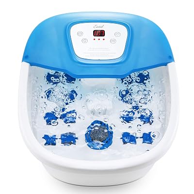 Foot Spa Bath Massager with Heat Bubbles Vibration, Heated Foot Bath Tub with Pedicure Grinding Stone, 16 Massage Rollers, Digital Temperature