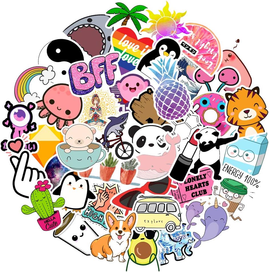 Stickers for Water Bottles 45-Pack Waterproof Cute Aesthetic Trendy Stickers for Teens Kids Girls and Boys, Perfect for Hydro Flask Laptop Notebook Phone Car Skateboard Extra Durable 100% Vinyl